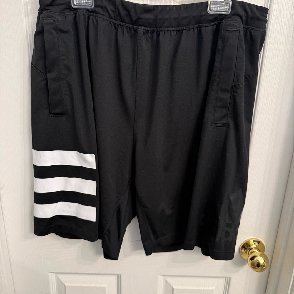 adidas Men's Black Shorts with White Stripes